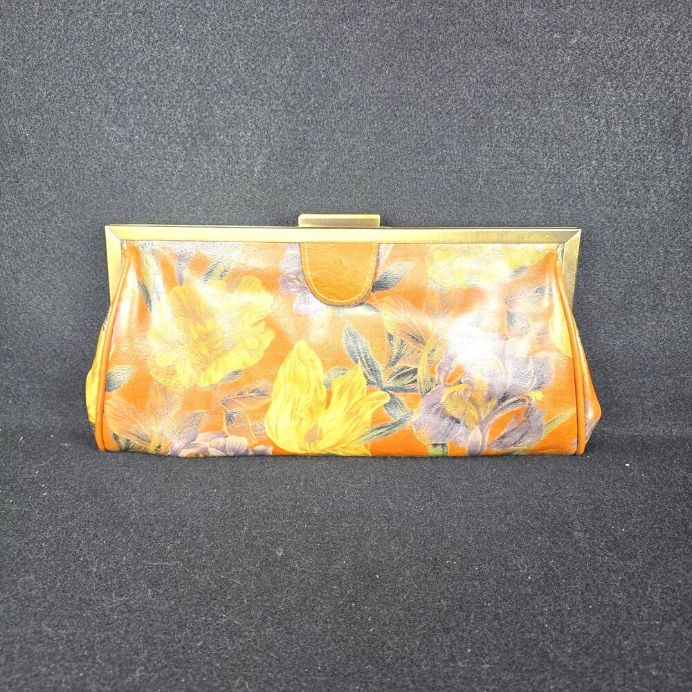 Patricia Nash Leather Clutch Purse Enlightened Garden Autumn Colors RARE